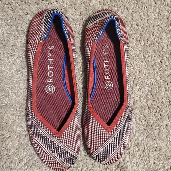 Rothy’s Mirror Stripe flat red white blue Rare Patriotic Special Edition LikeNew - Picture 4 of 5
